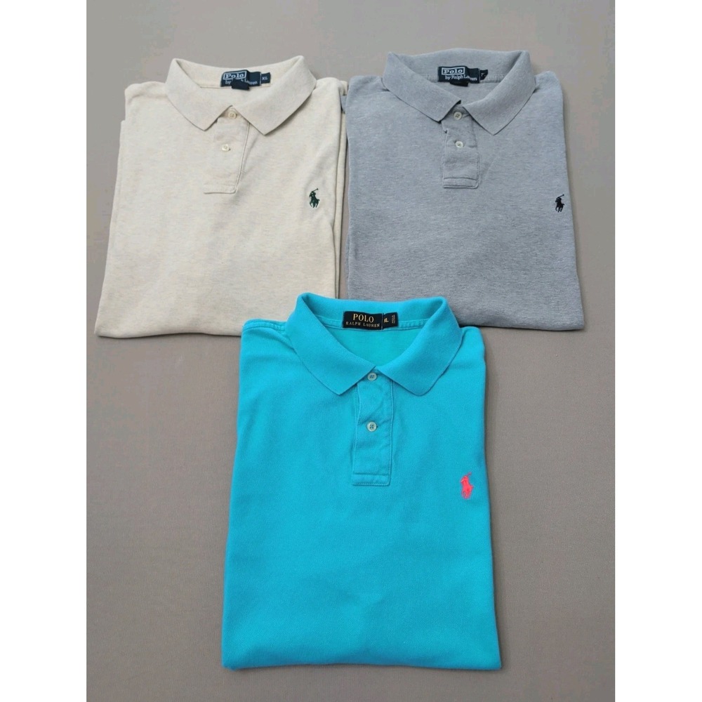 Lot Of 3 Polo Ralph Lauren Men's Polo Shirts XL Short Sleeve Pony Preppy